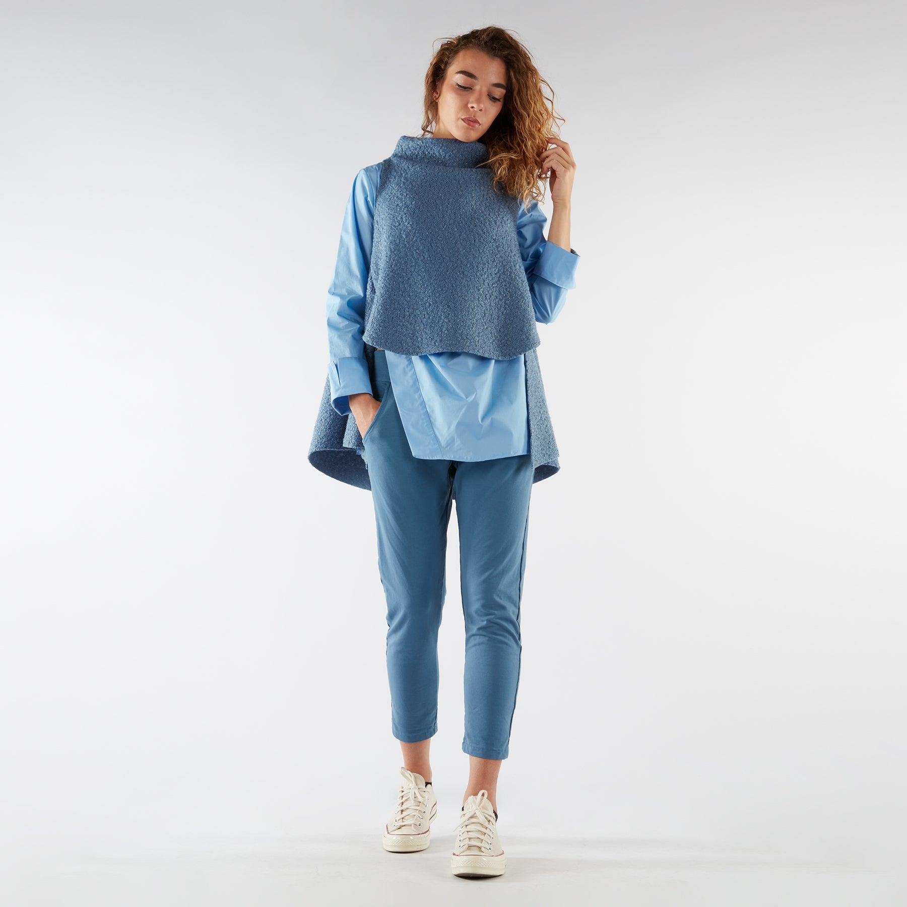 HIGH COLLAR BOUCLÉ WAISTCOAT