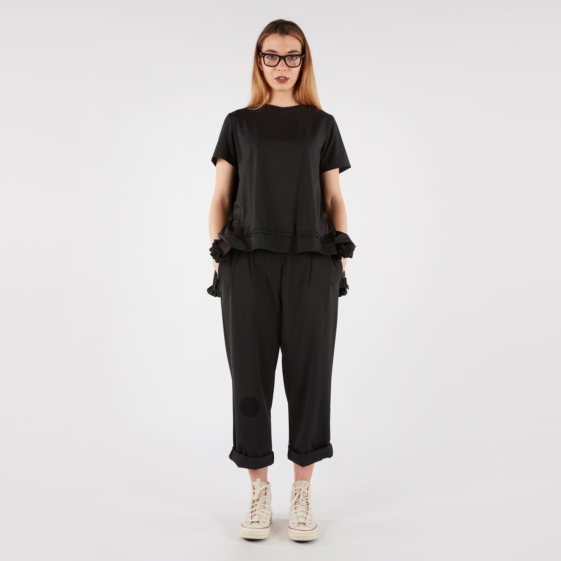 Spodnie baggy z zakładkami