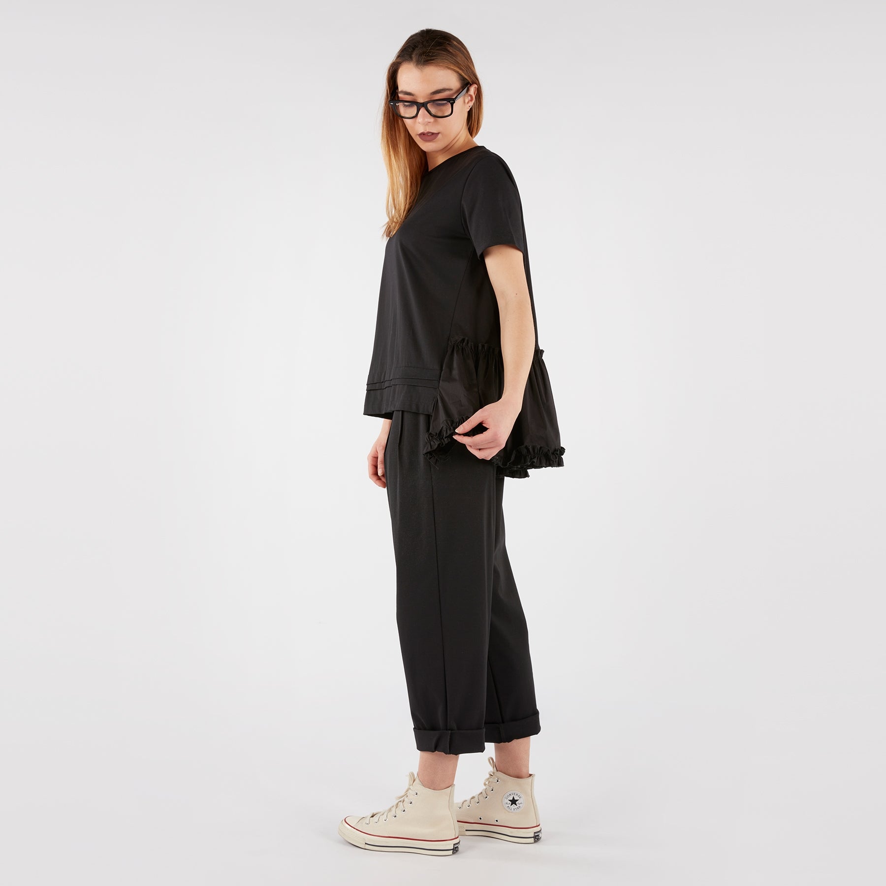 Spodnie baggy z zakładkami