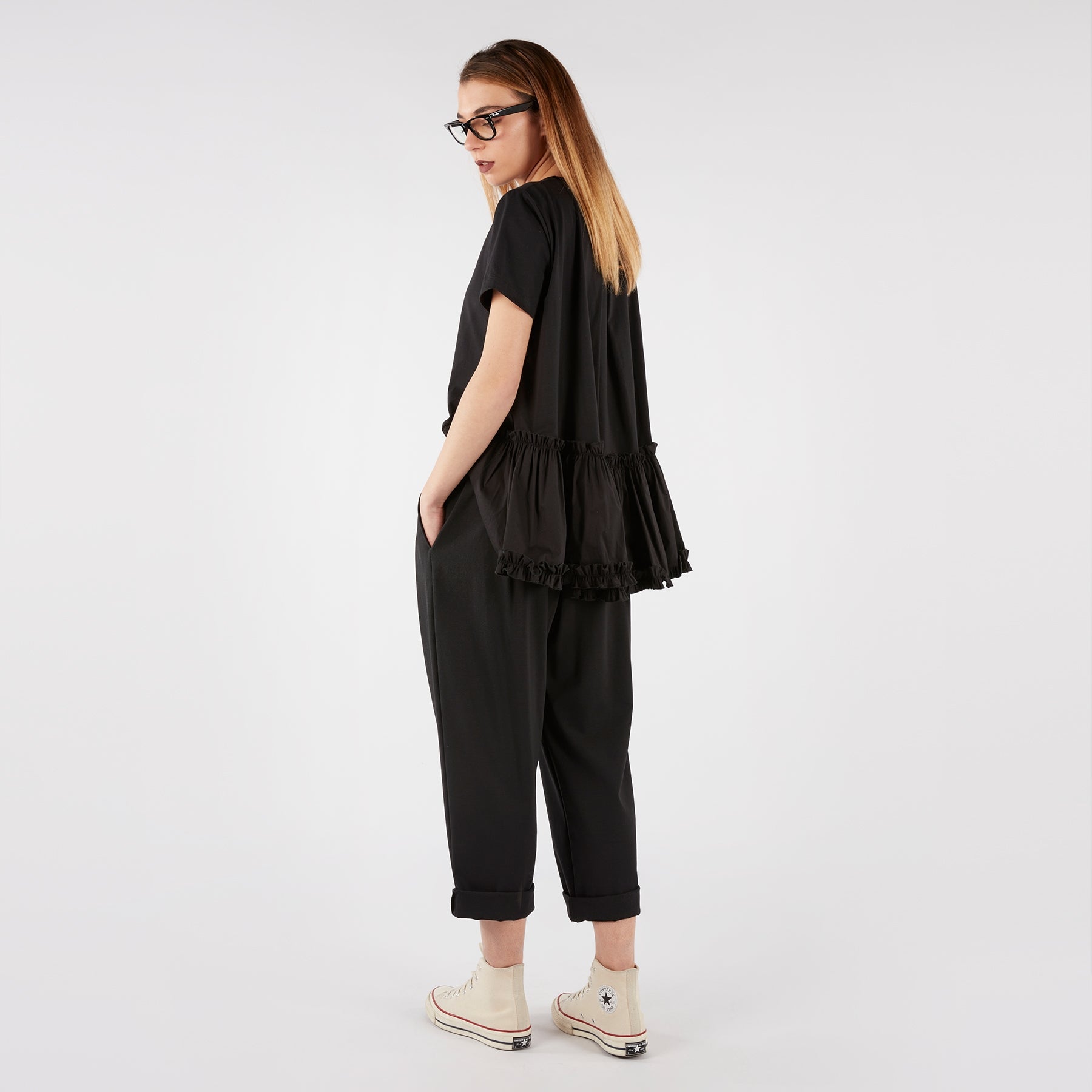 Spodnie baggy z zakładkami