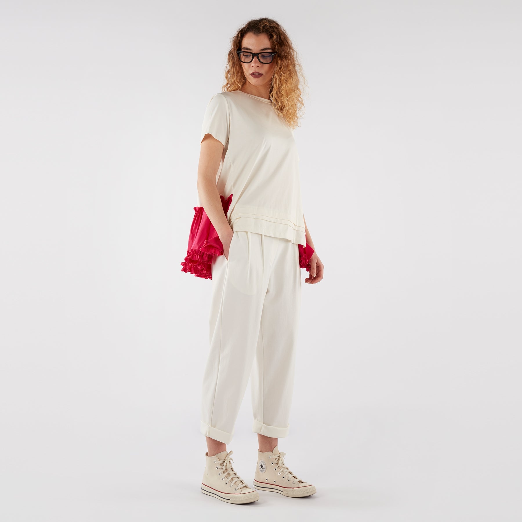 Spodnie baggy z zakładkami