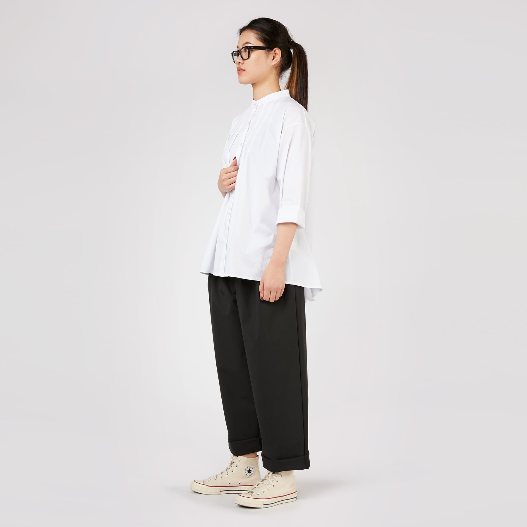 VISCOSE BLEND WIDE TROUSERS
