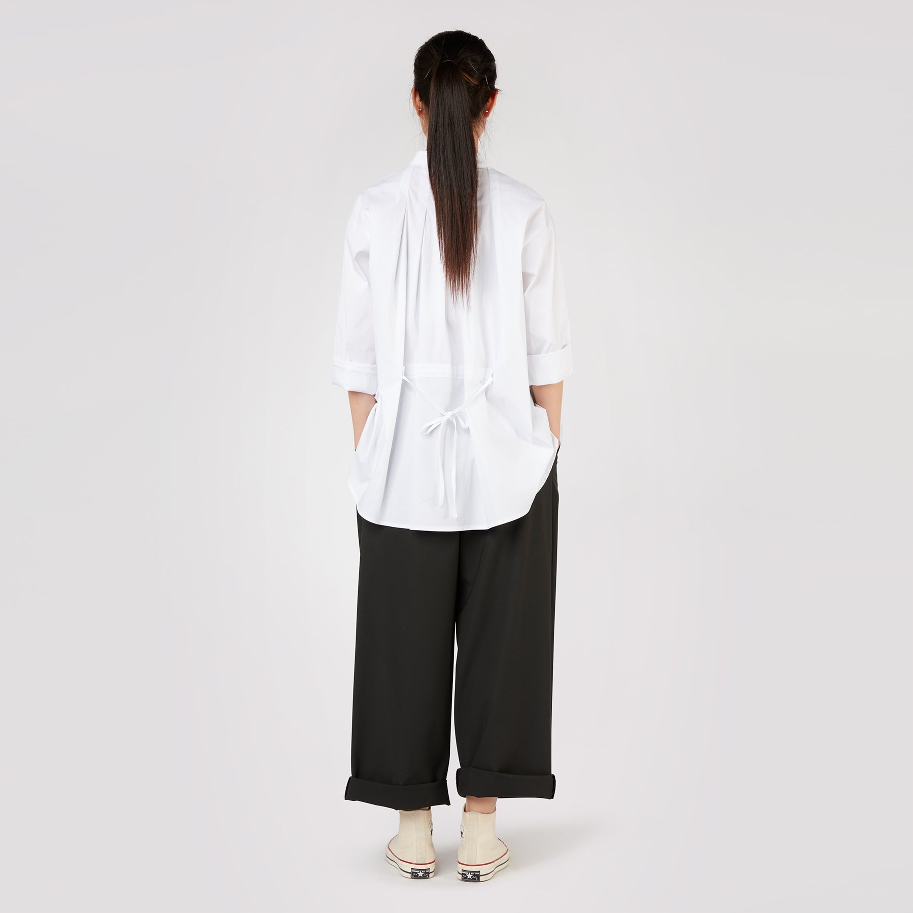 VISCOSE BLEND WIDE TROUSERS