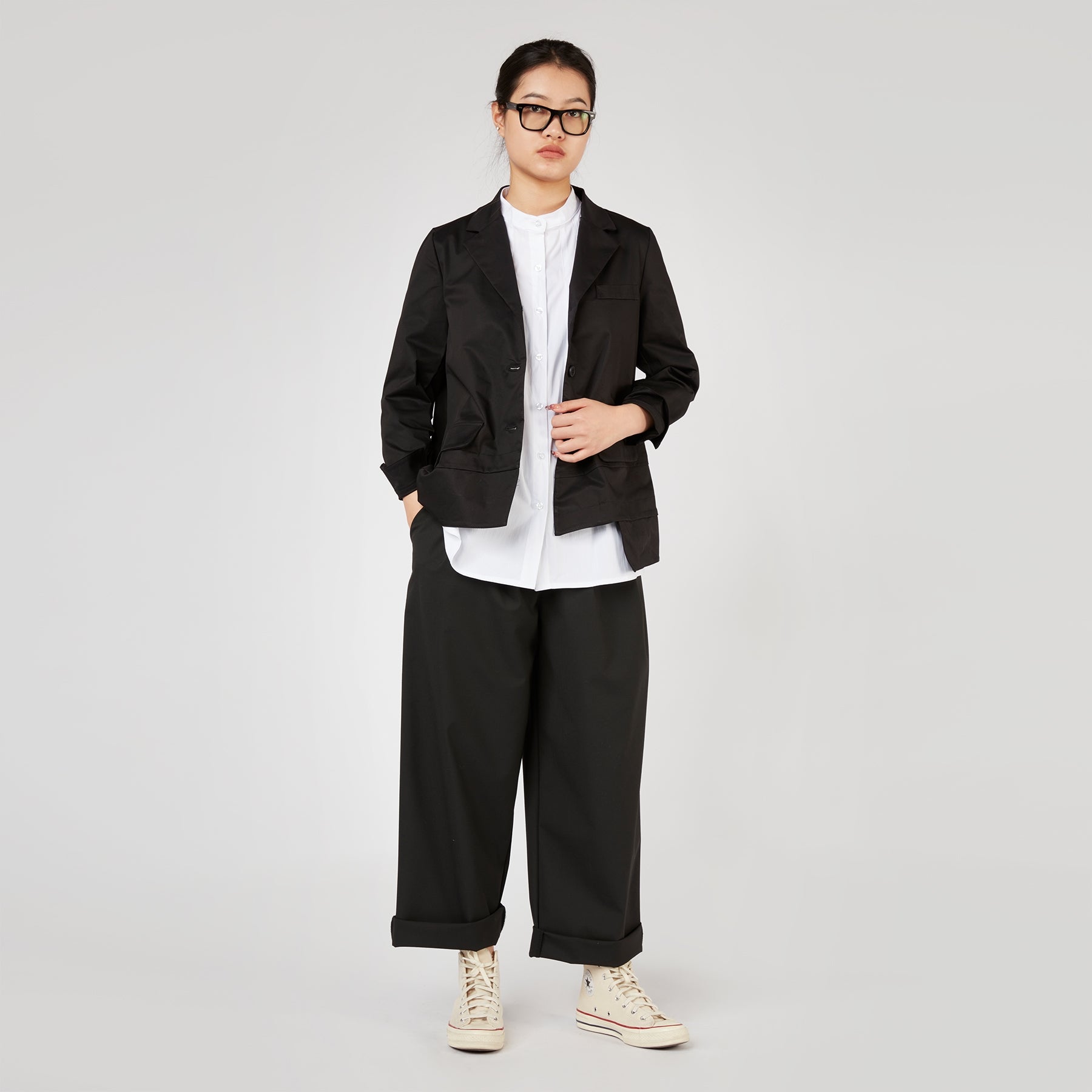 VISCOSE BLEND WIDE TROUSERS