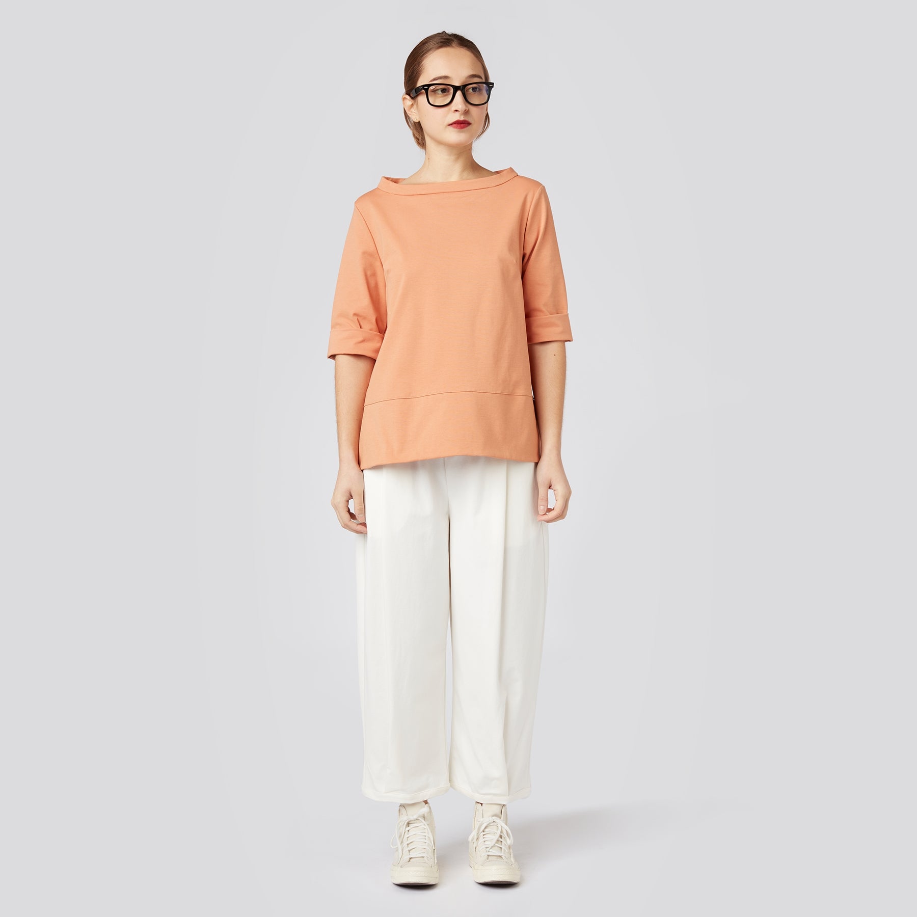 T-SHIRT EN TISSU PUNTO MILANO AVEC COL