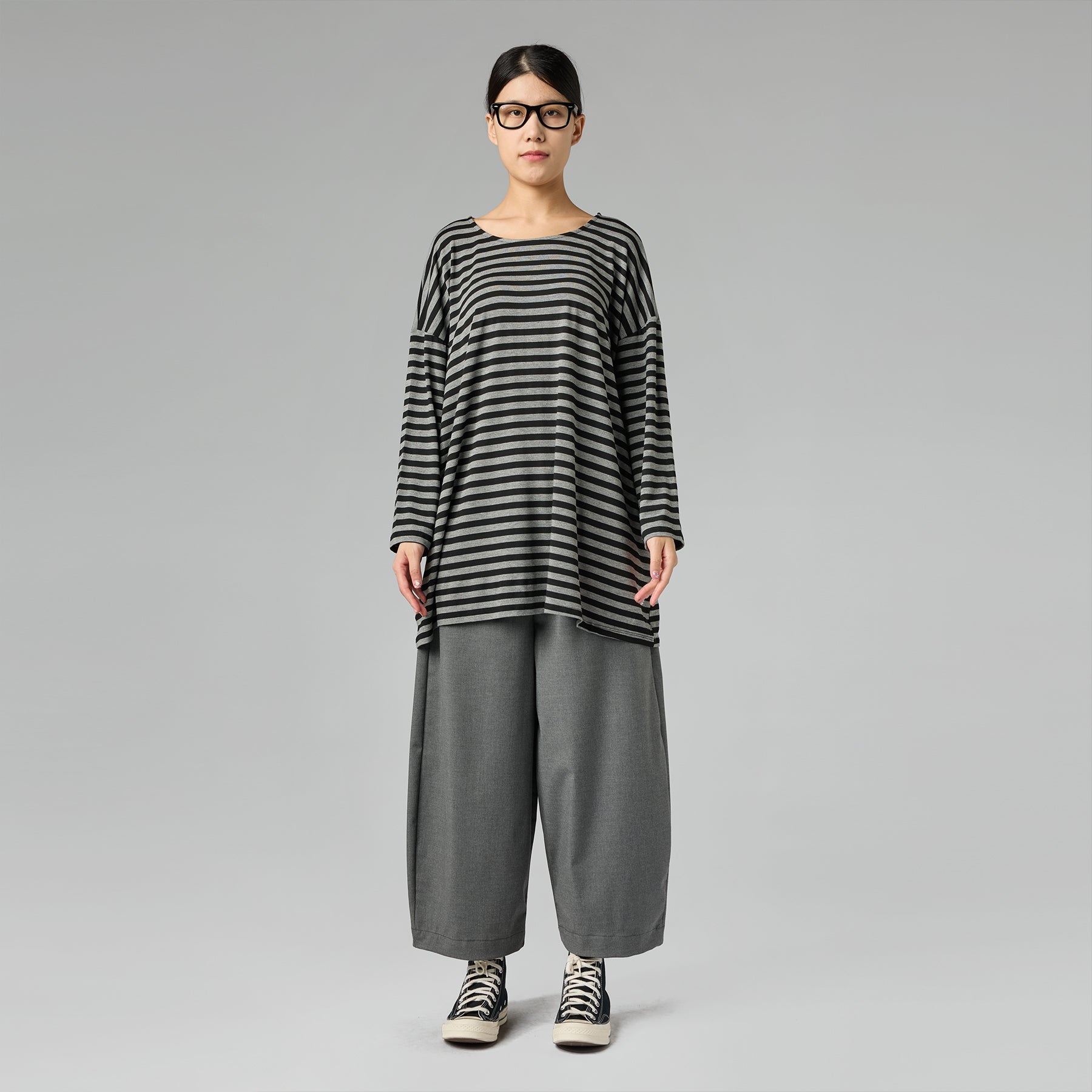 PANTALONI LARGHI CON FASCIA ELASTICA NERO