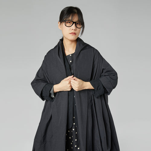 CARDIGAN IN TAFFETA EFFECT FABRIC GRAY