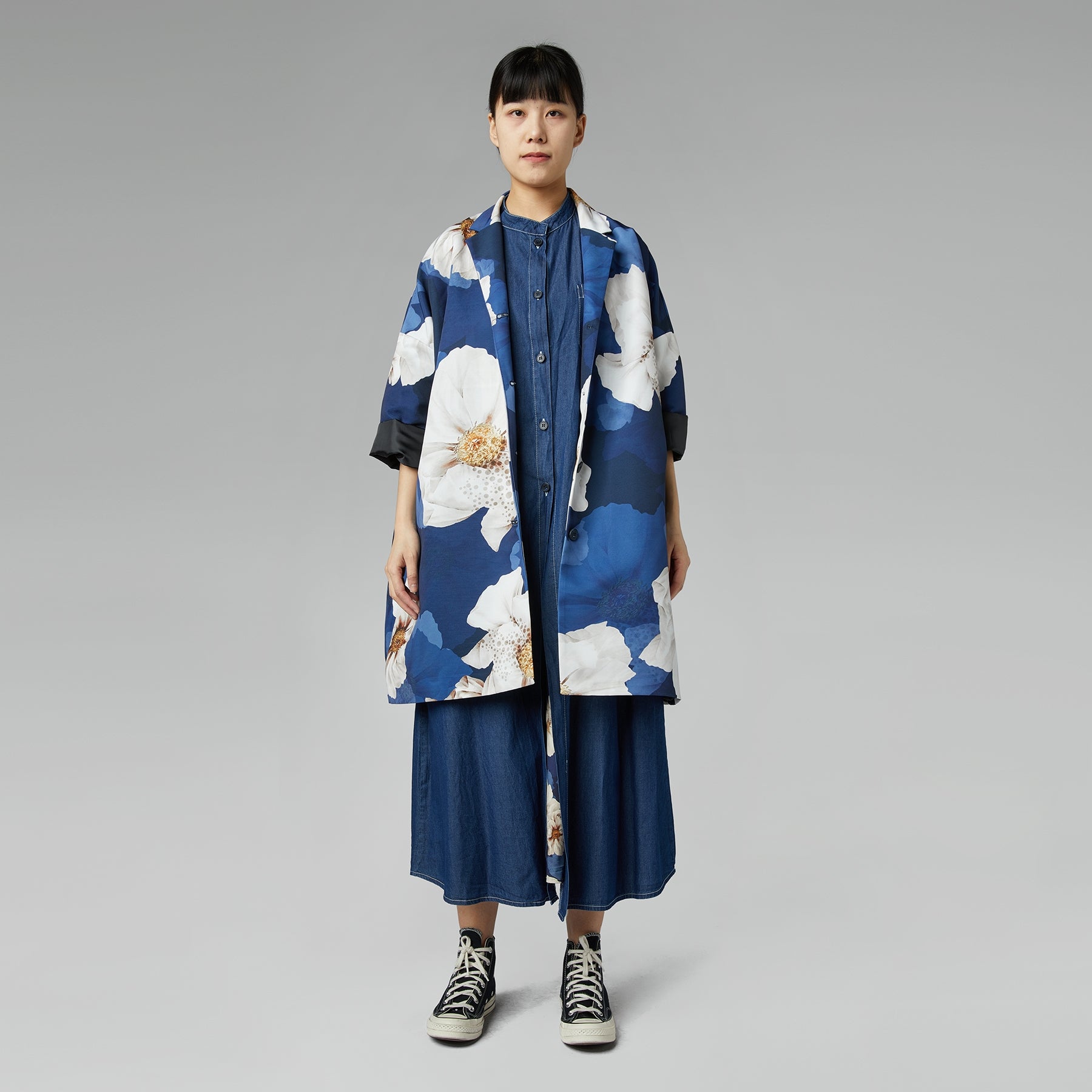 GIACCA KIMONO CON FIORE BIANCO