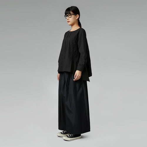 BLOUSE WITH PLEATS BLACK