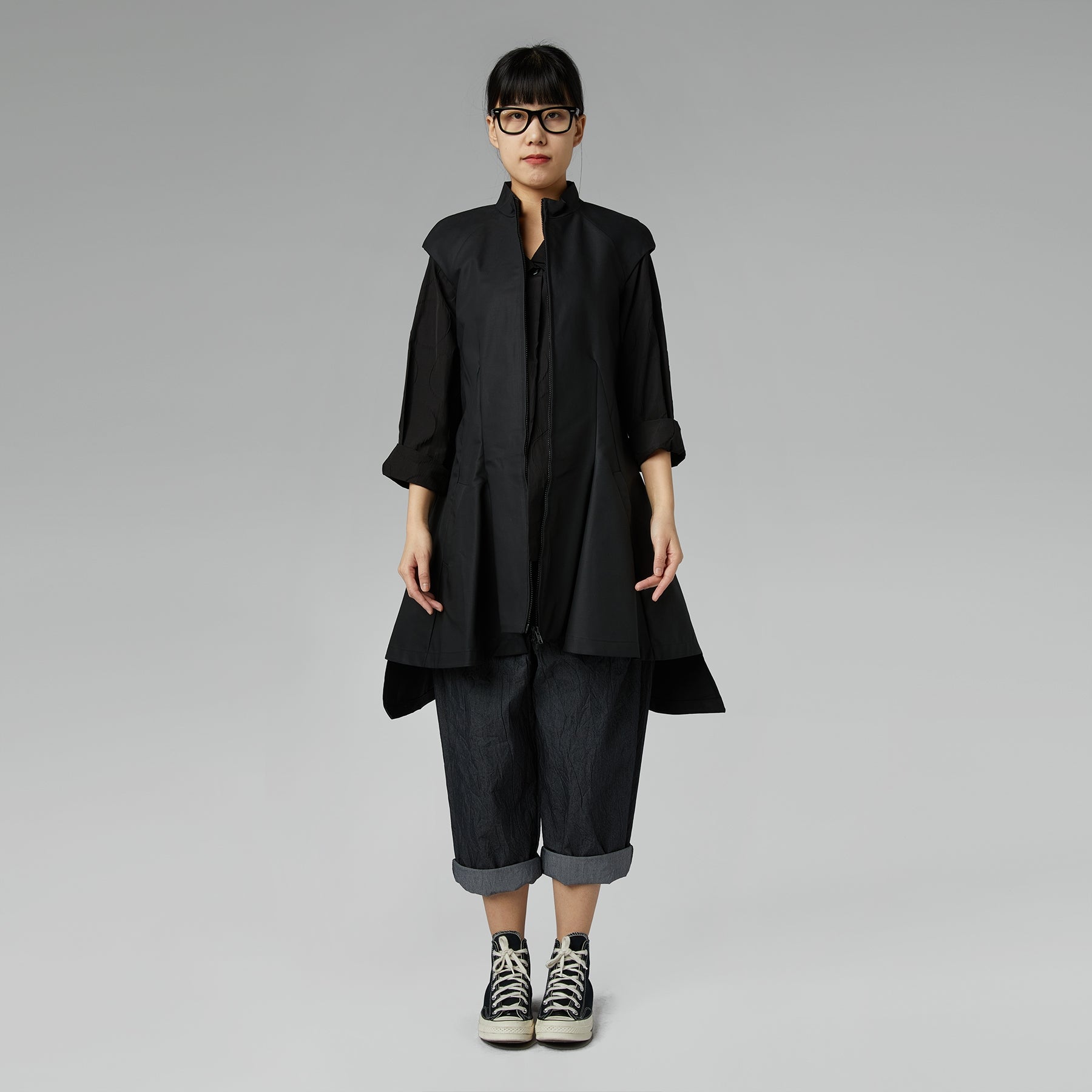 GILET IN TESSUTO DI COTONE CON ZIP BIANCO