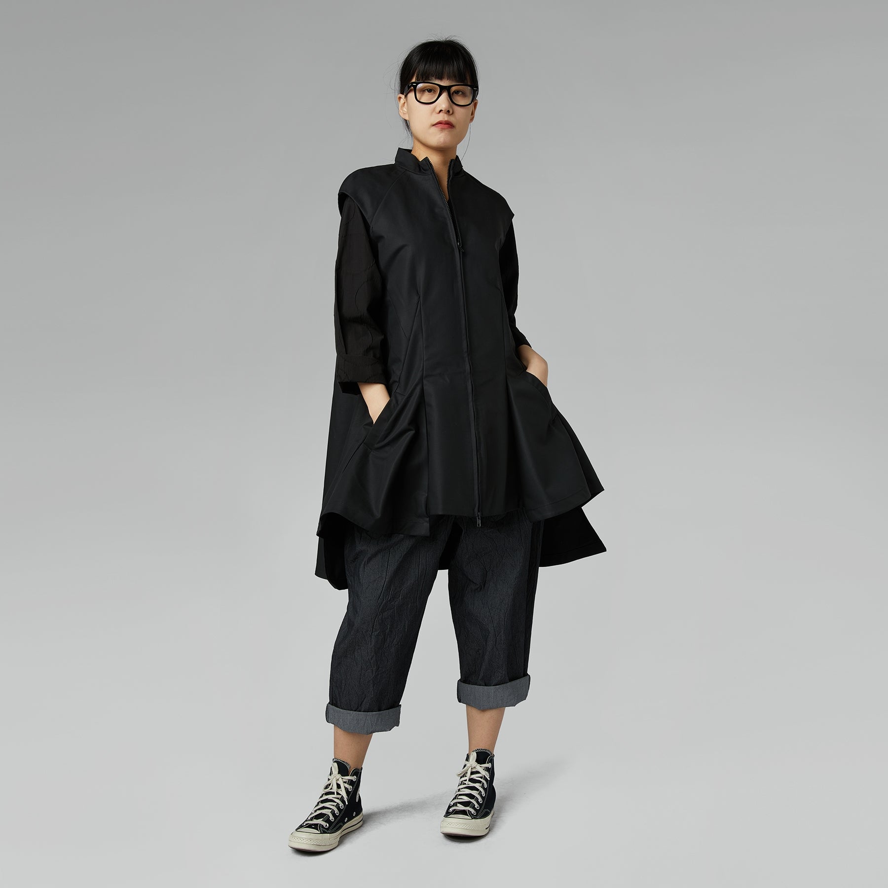 VEST IN COTTON FABRIC WITH ZIP WHITE