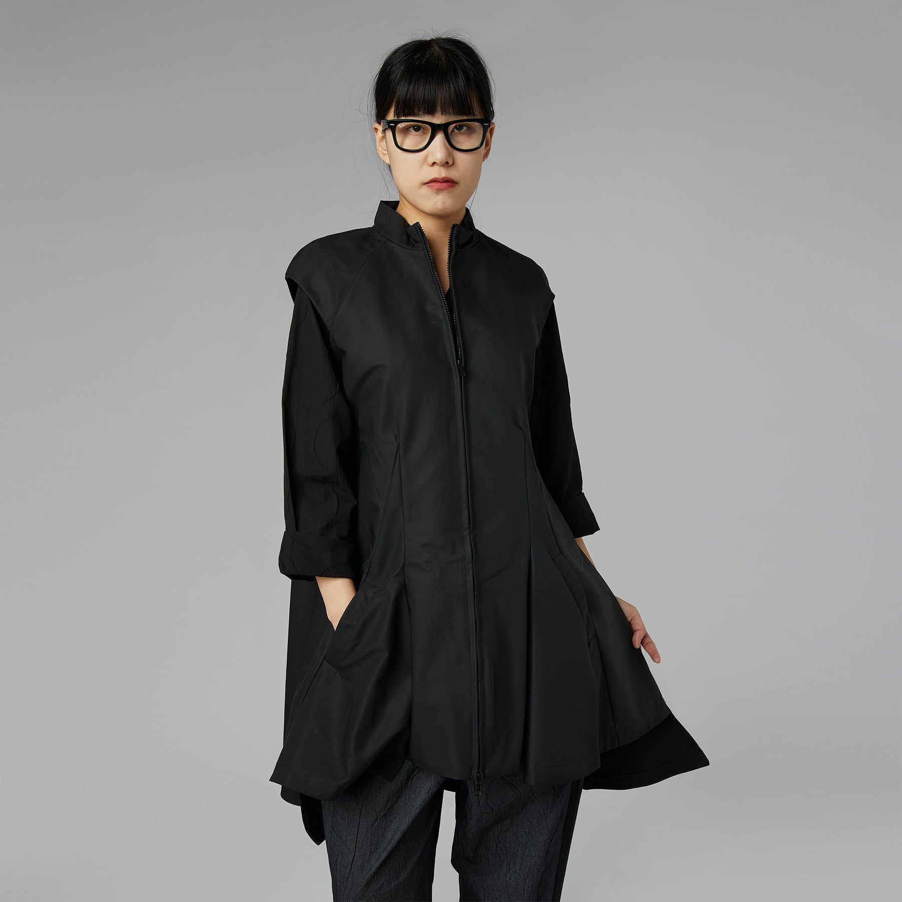 VEST IN COTTON FABRIC WITH ZIP WHITE