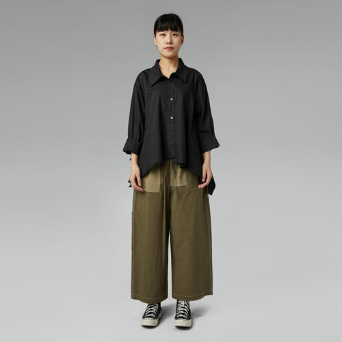 Chemise asymétrique en coton bleu