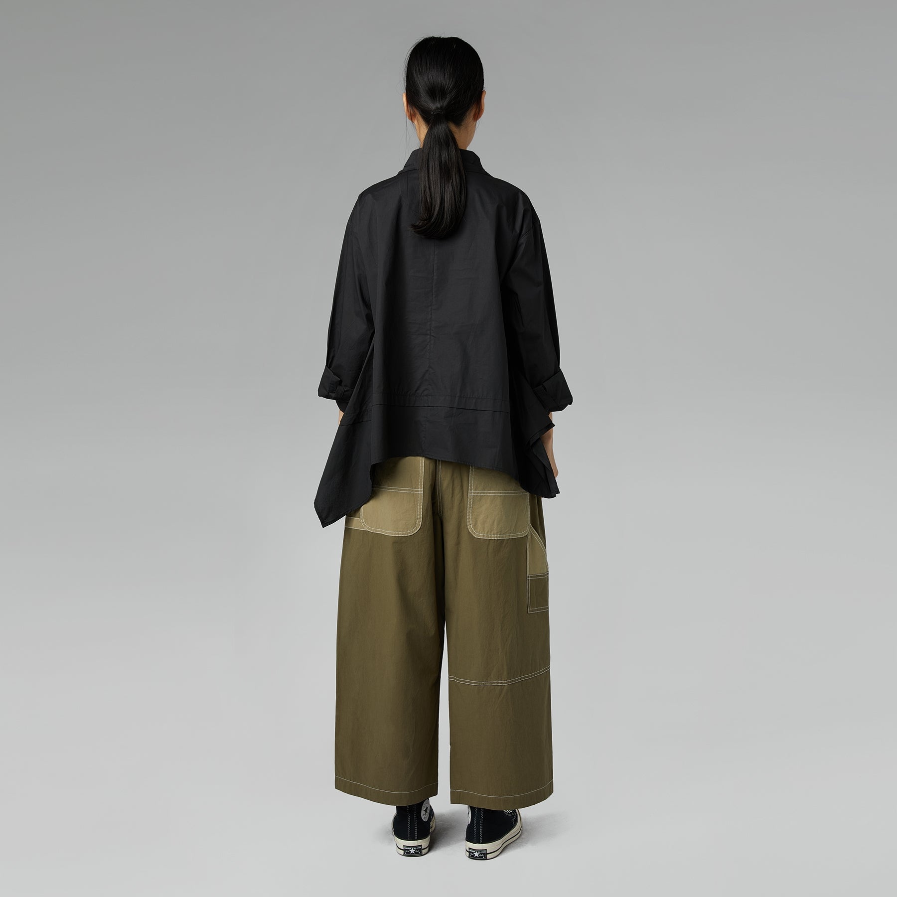 Chemise asymétrique en coton bleu