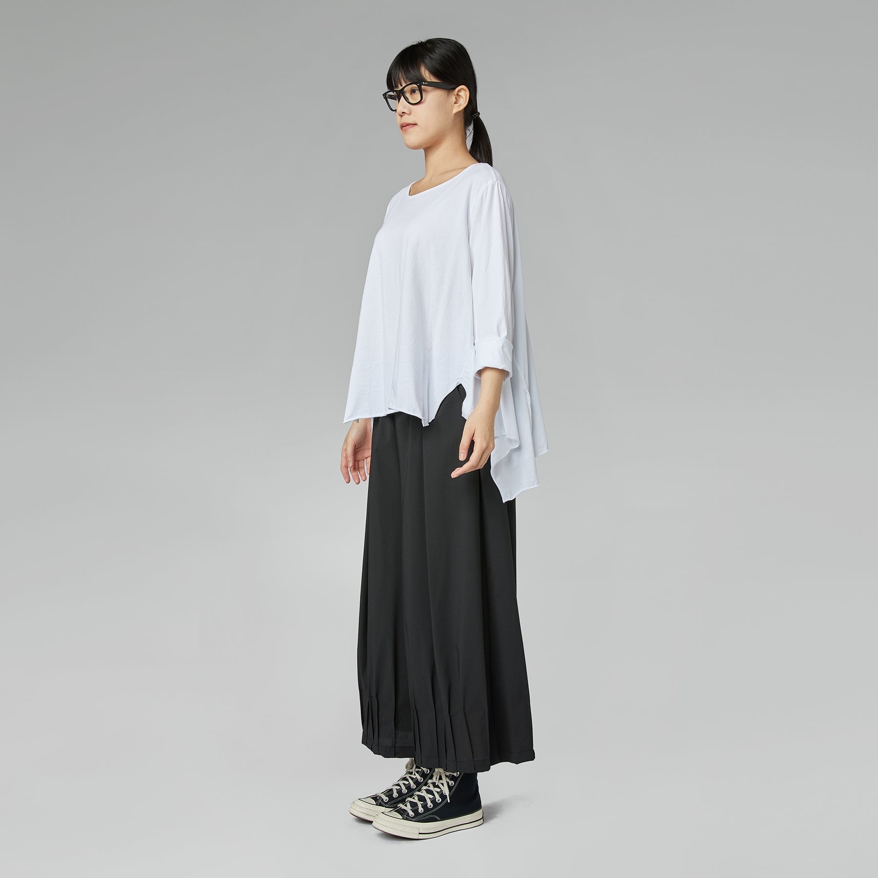 T-SHIRT IN COTONE CON SPACCHI LATERALI BIANCA