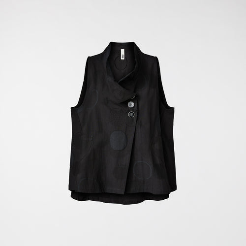 TOP W GROSZKI Z KOŁNIERZYKIEM MISKOWYM CZARNY