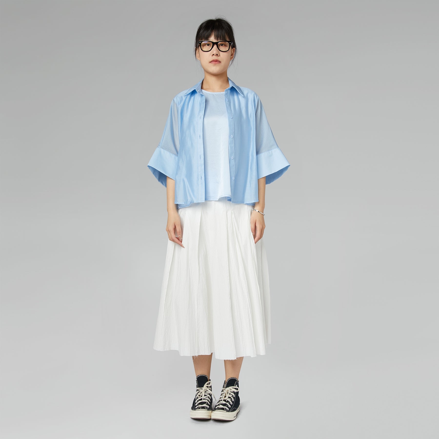 JUPE À EFFET FROISSÉ AVEC FERMETURE PORTEFEUILLE