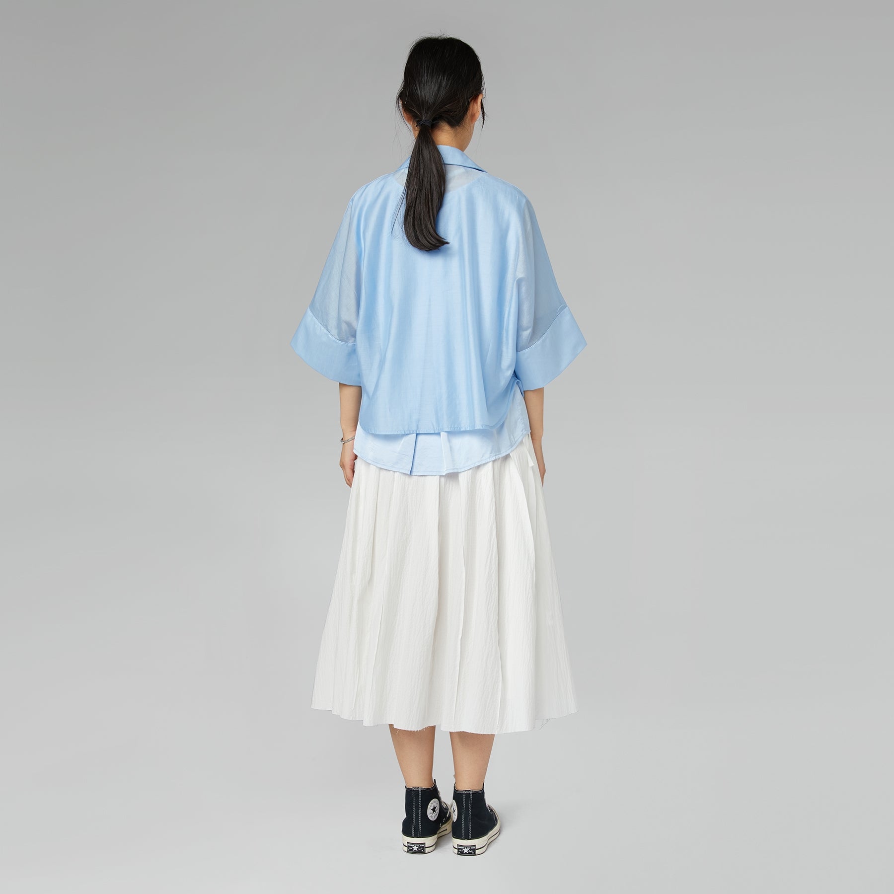 WRINKLED EFFECT SKIRT WITH WALLET CLOSURE