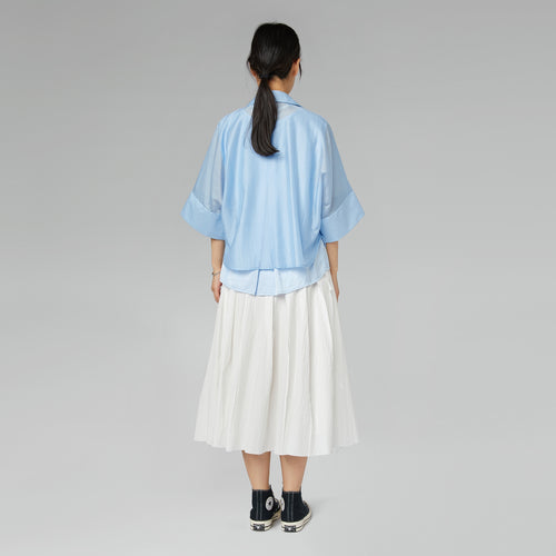 WRINKLED EFFECT SKIRT WITH WALLET CLOSURE