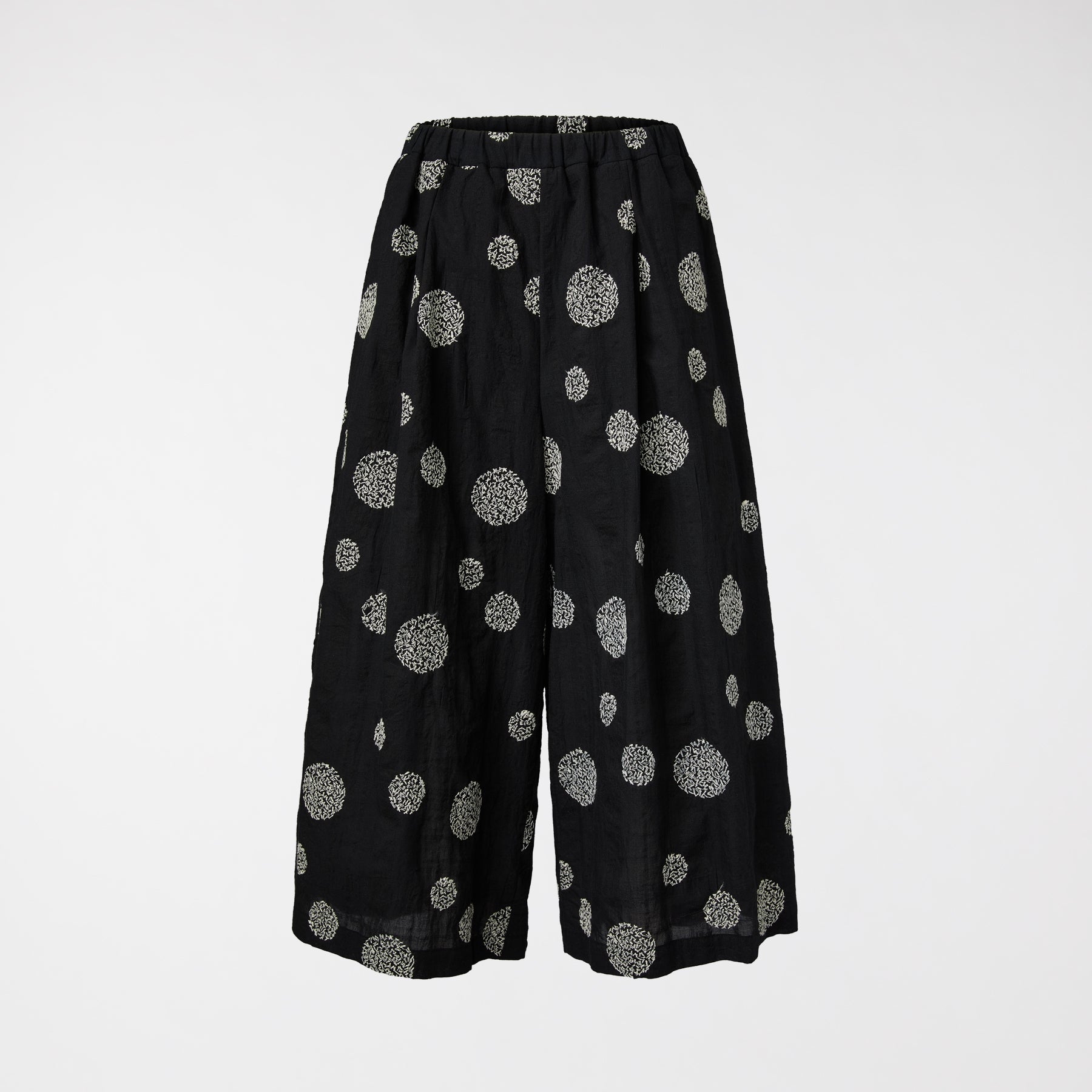PANTALONI CON RICAMO A POIS