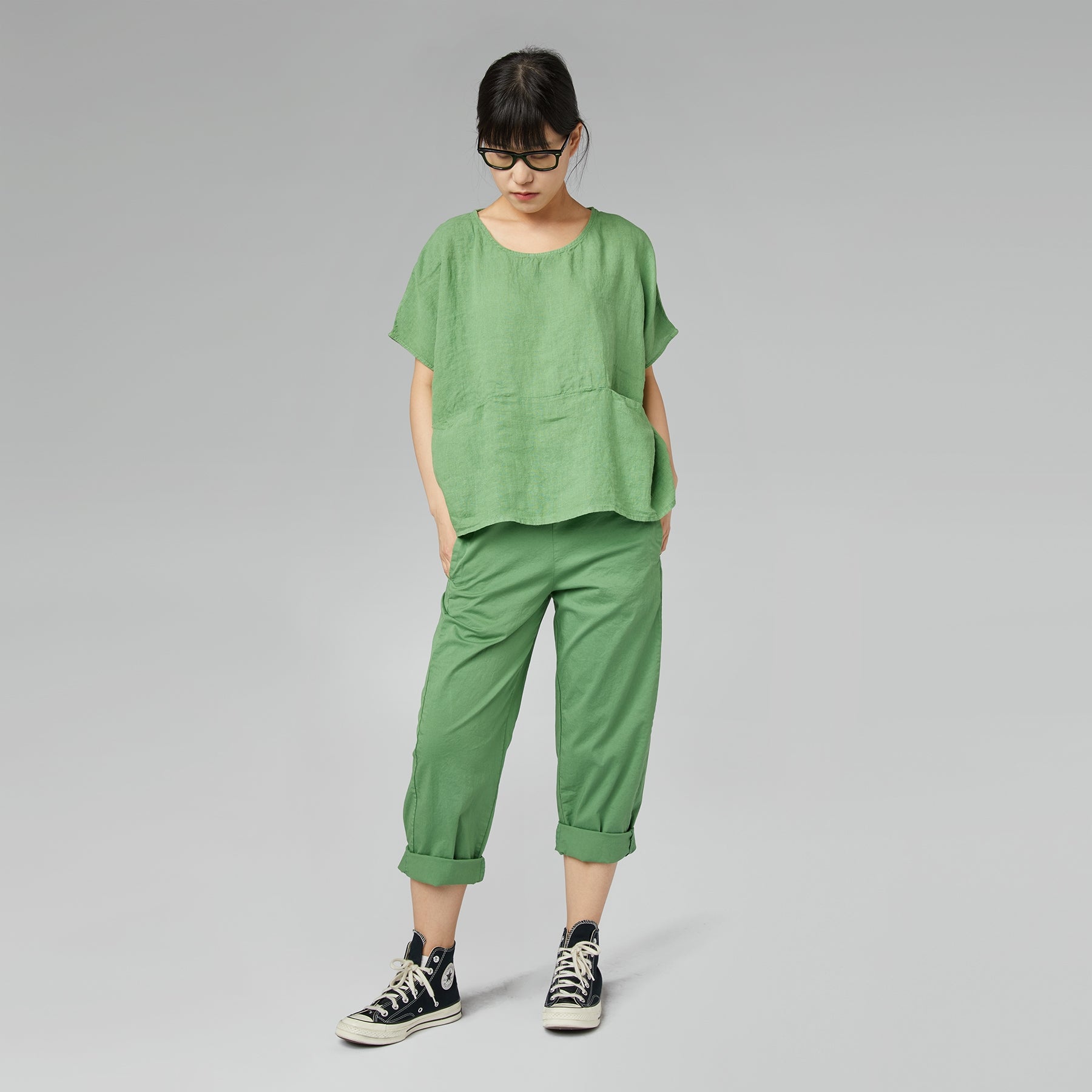 REGULAR FIT TROUSERS IN COTTON FABRIC BLUE