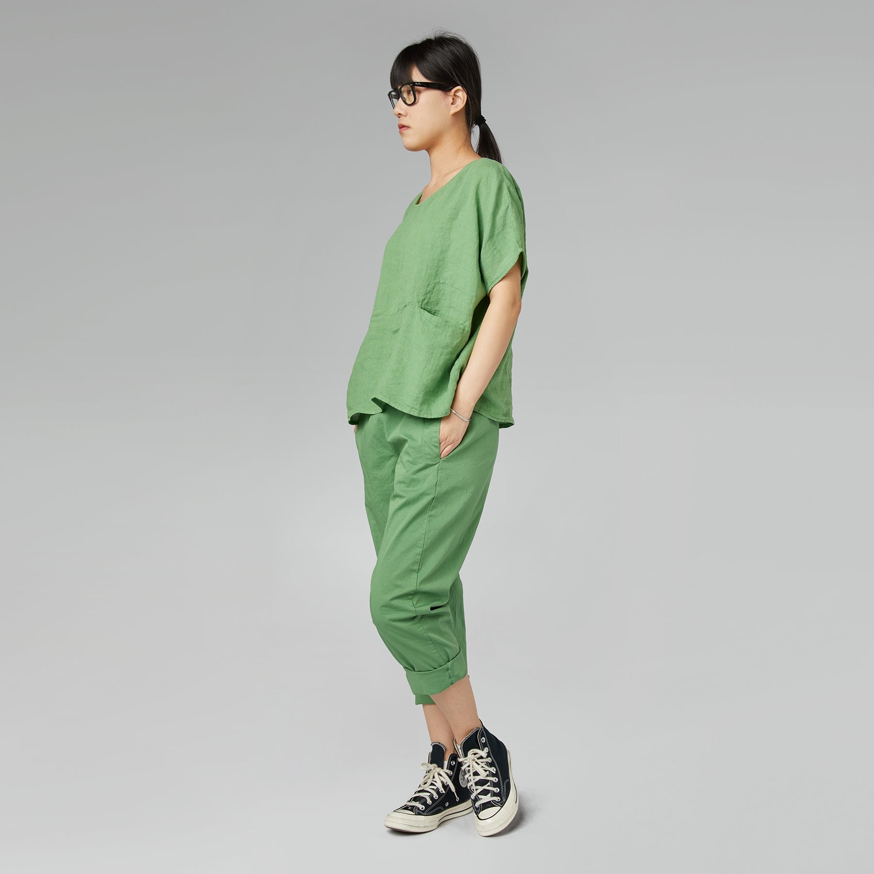 PANTALONI REGULAR FIT IN TESSUTO DI COTONE MARRONE