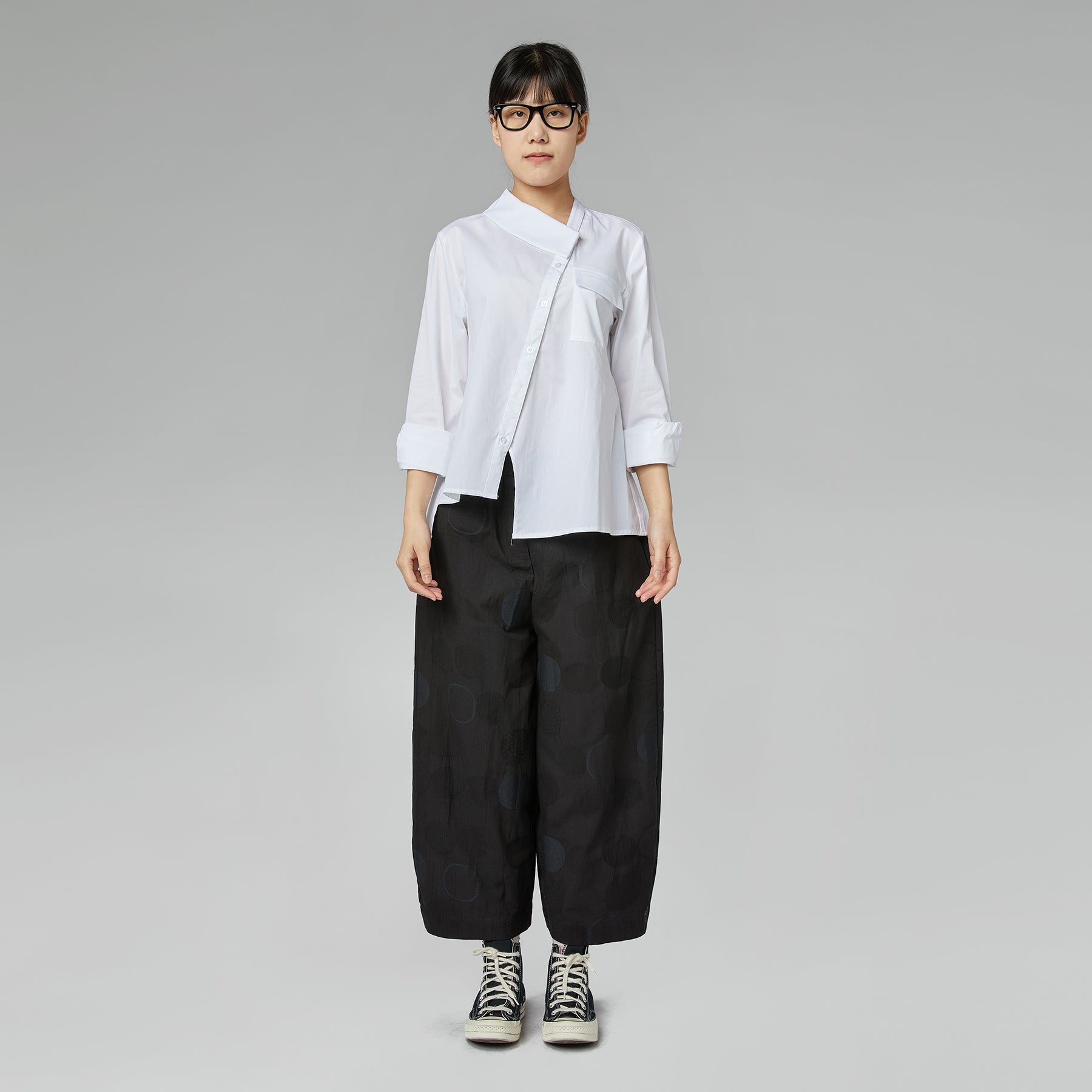 CAMICIA CON MEZZO COLLO NERA