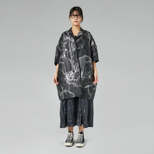 KIMONO JACKET WITH SILVER FLOWERS