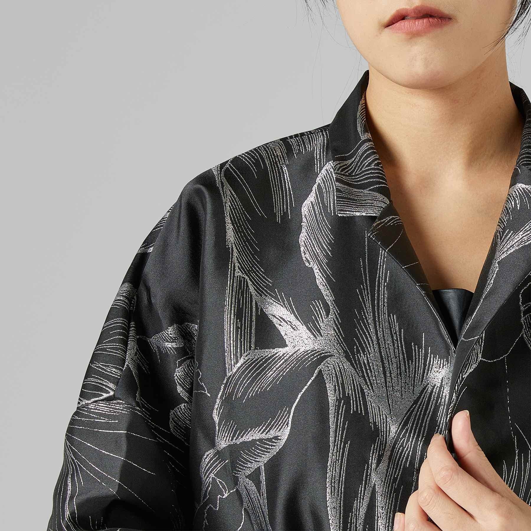 KIMONO JACKET WITH SILVER FLOWERS