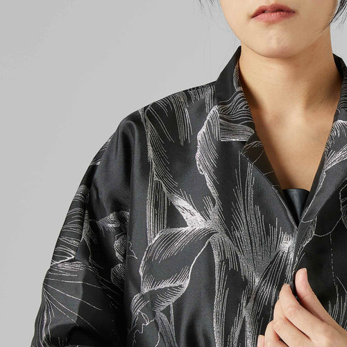 KIMONO JACKET WITH SILVER FLOWERS