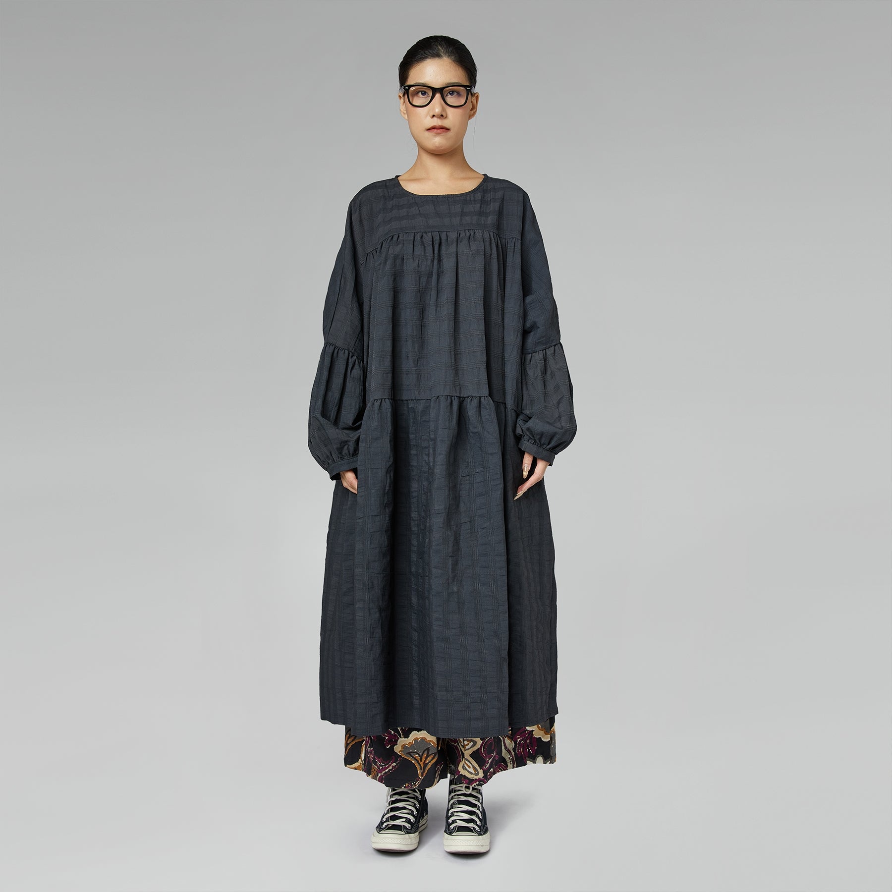 MAXI DRESS WITH BALLOON SLEEVES