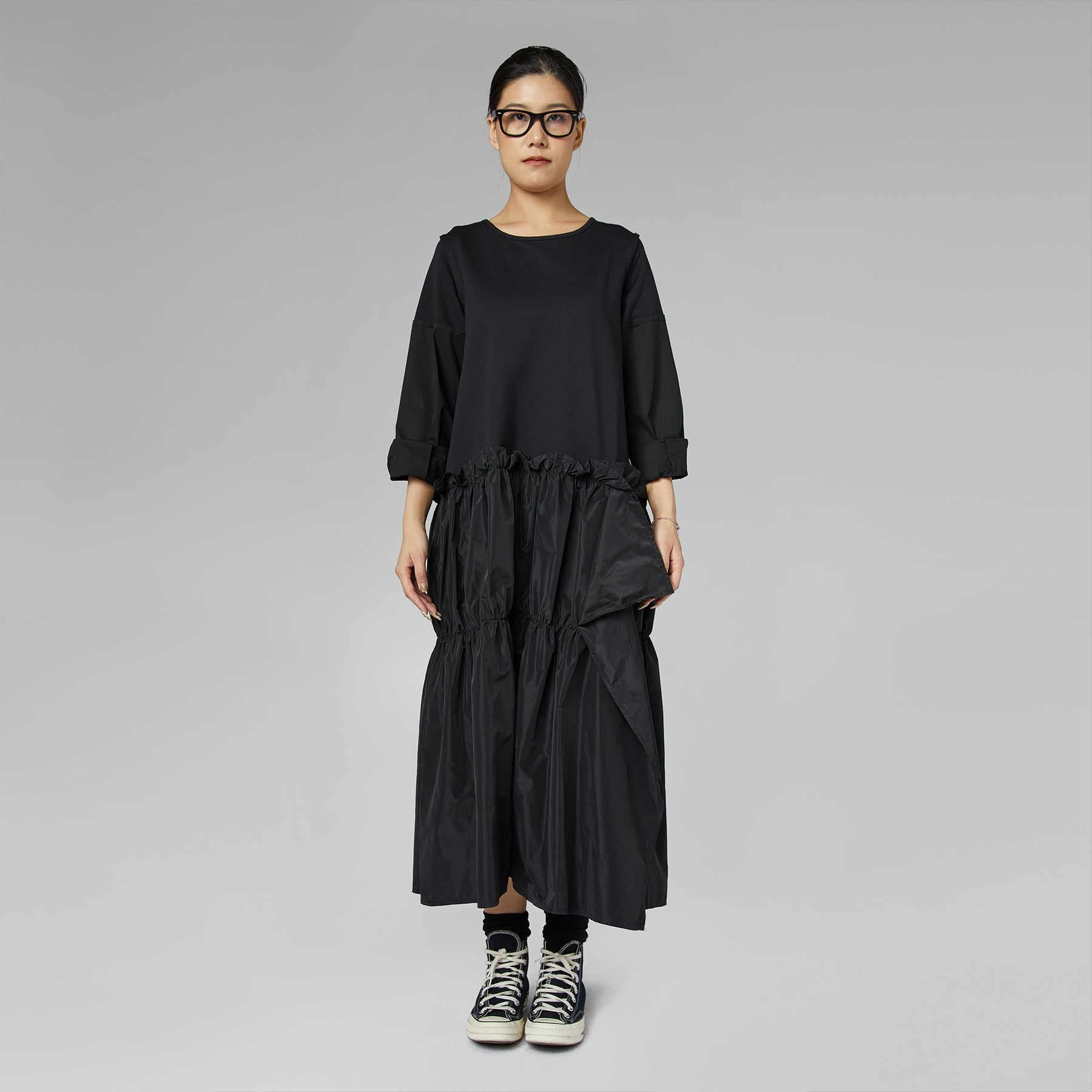 DRESS WITH SKIRT IN TAFFETA