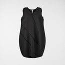 BALLOON DRESS WITH EXTERNAL STITCHING BLACK