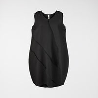 BALLOON DRESS WITH EXTERNAL STITCHING BLACK