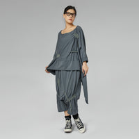 ASYMMETRIC BUBBLE SWEATSHIRT GRAY