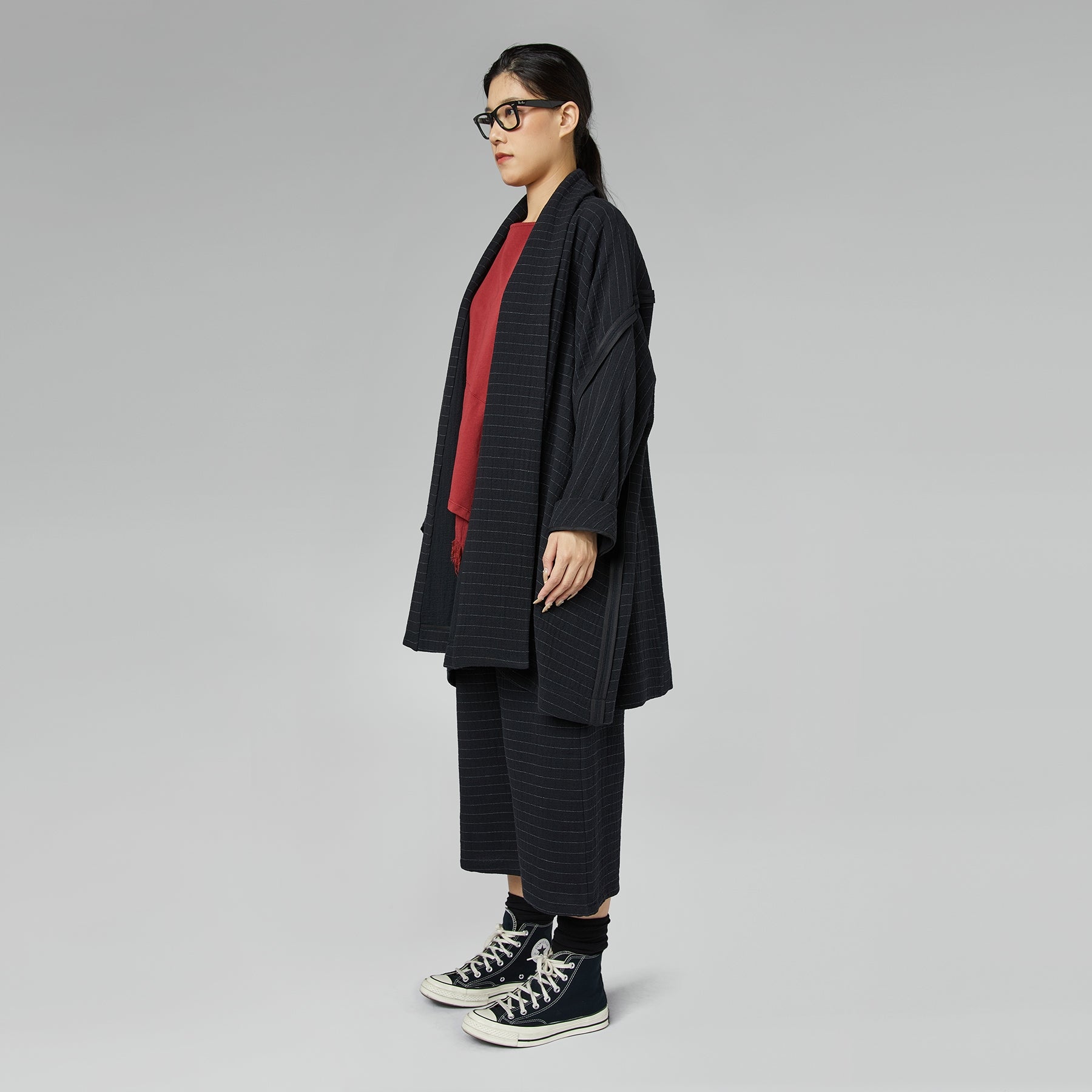 PŁASZCZ W PASKI Z GAZY