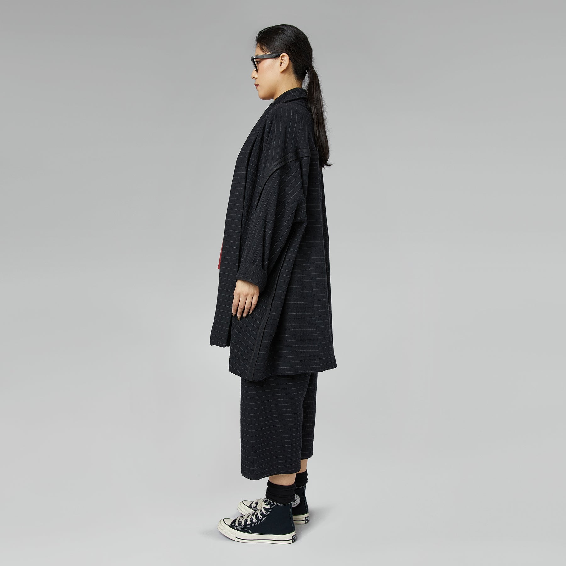 PŁASZCZ W PASKI Z GAZY