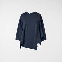 BLUZKA Z DZIANINOWYMI DETALAMI NIEBIESKA