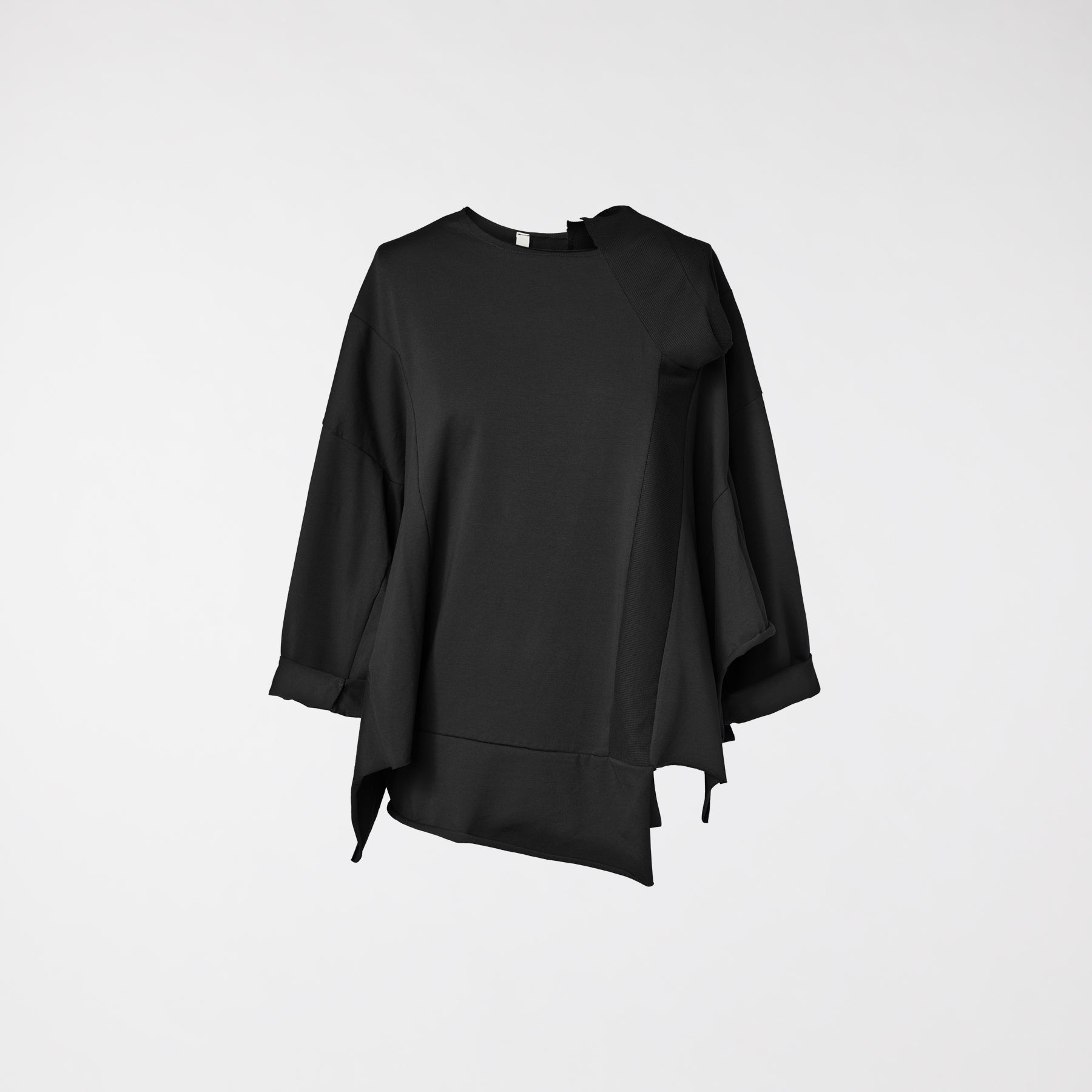 BLOUSE WITH KNITTED DETAILS BLACK
