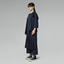 BLUZKA Z DZIANINOWYMI DETALAMI NIEBIESKA