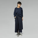 BLUZKA Z DZIANINOWYMI DETALAMI NIEBIESKA