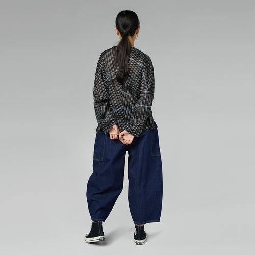 BLUSA SEMI-TRASPARENTE CON ROUCHE NERA