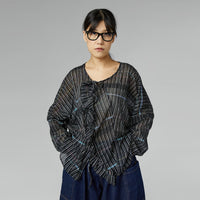 BLUSA SEMI-TRASPARENTE CON ROUCHE NERA