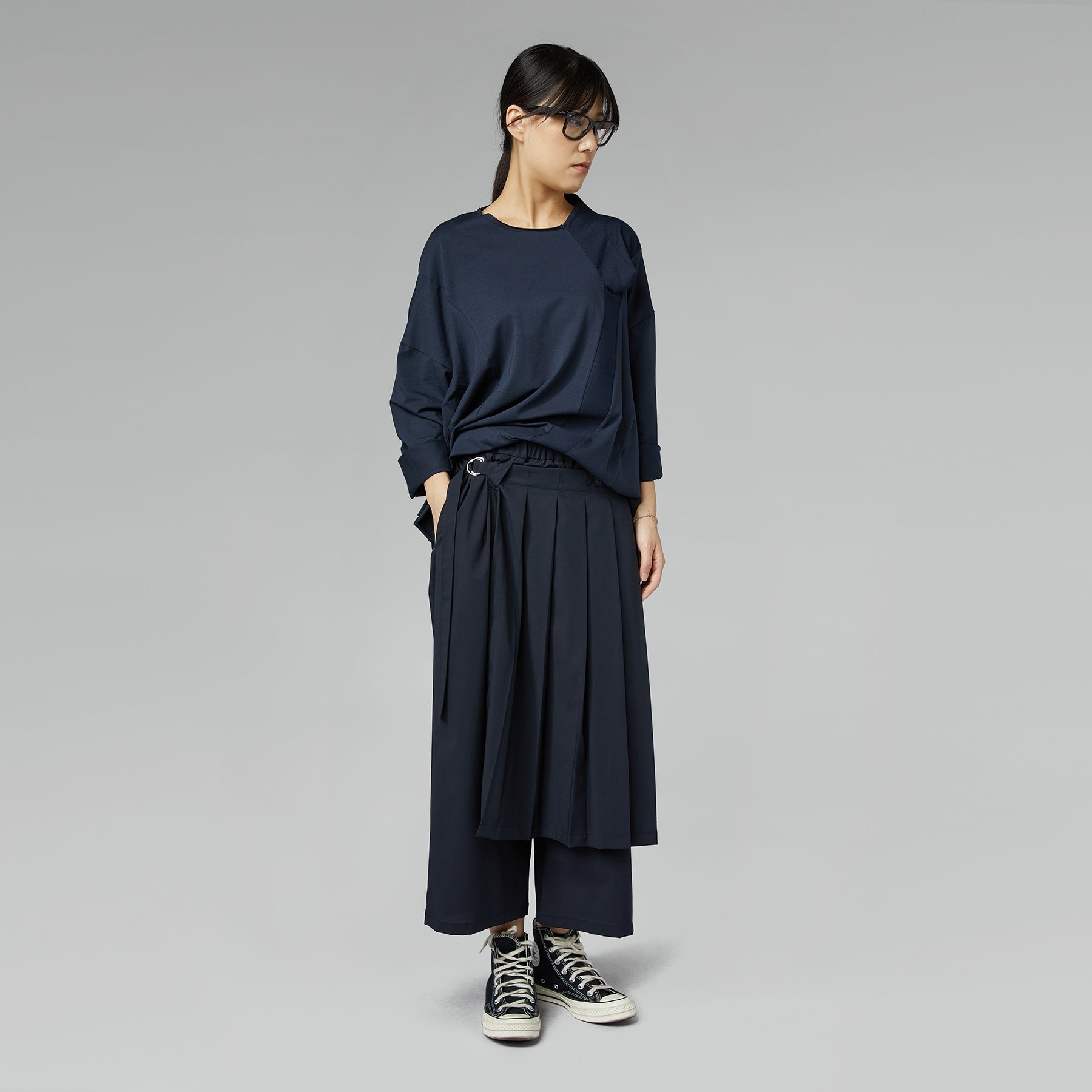 PANTALONI EFFETTO PAREO BLU