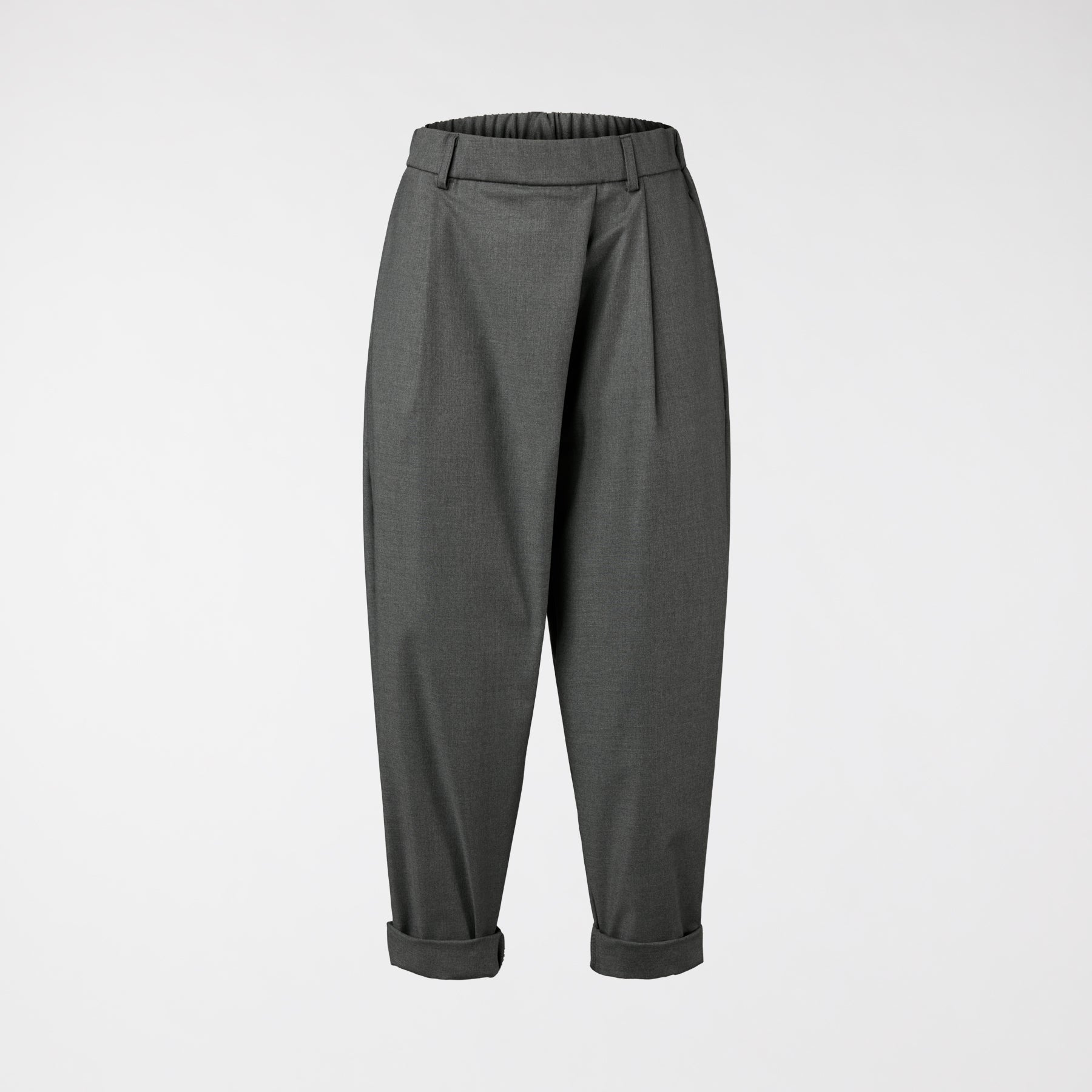 PANTALONES CON PLIEGUES EN MEZCLA DE VISCOSA GRIS