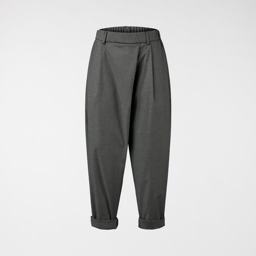 Spodnie z mieszanki wiskozy z zakładkami w kolorze szarym