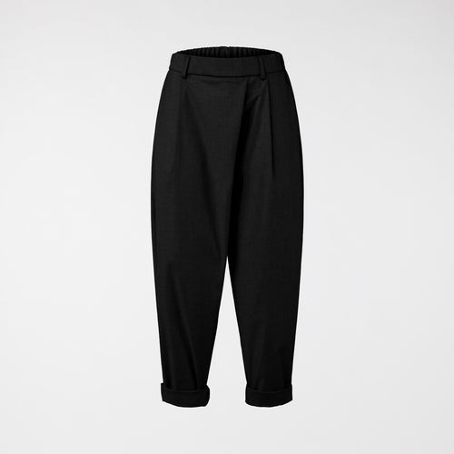 Spodnie z mieszanki wiskozy z zakładkami w kolorze szarym