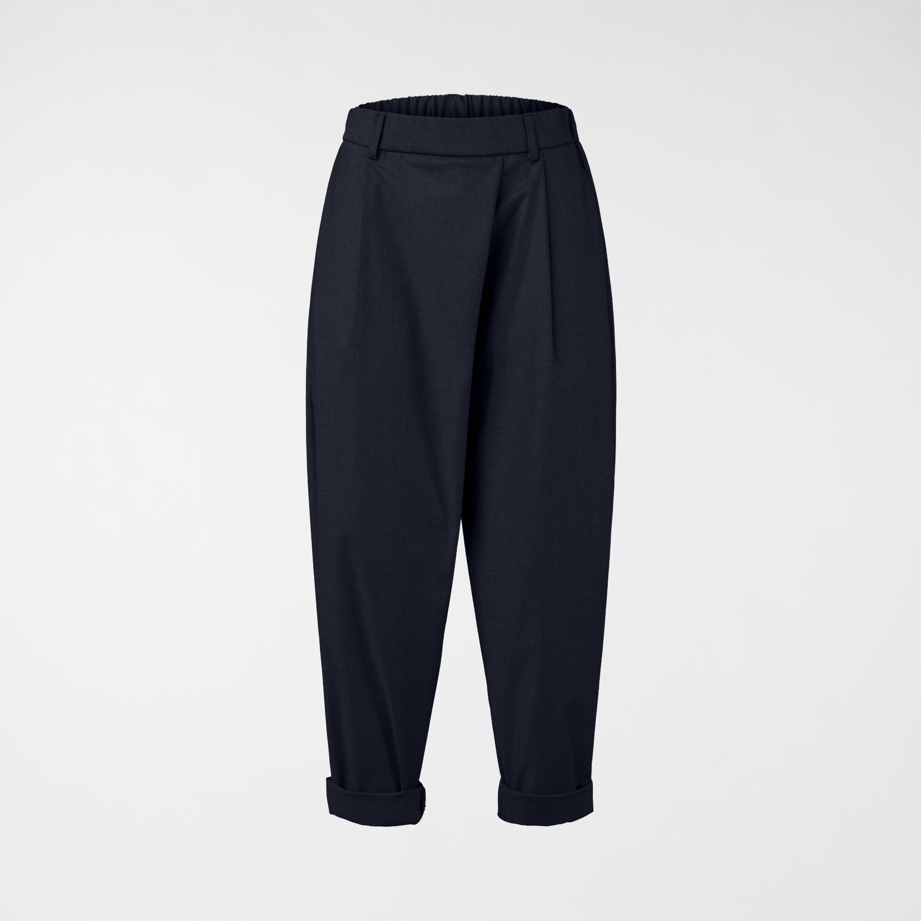 Spodnie z mieszanki wiskozy z zakładkami w kolorze szarym