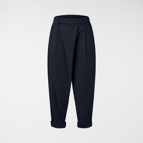 Spodnie z mieszanki wiskozy z zakładkami w kolorze szarym