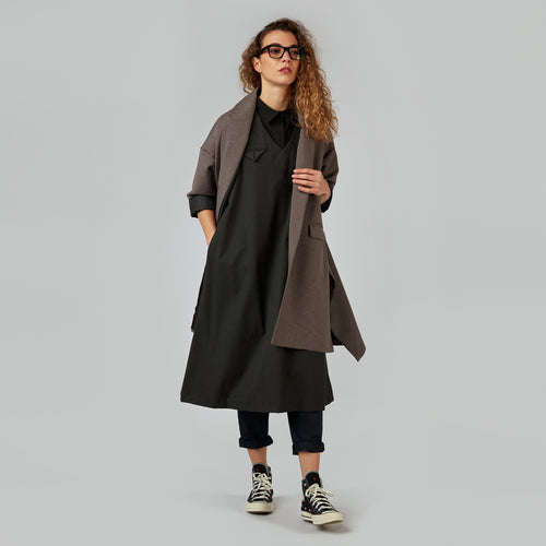 Spodnie z mieszanki wiskozy z zakładkami w kolorze szarym